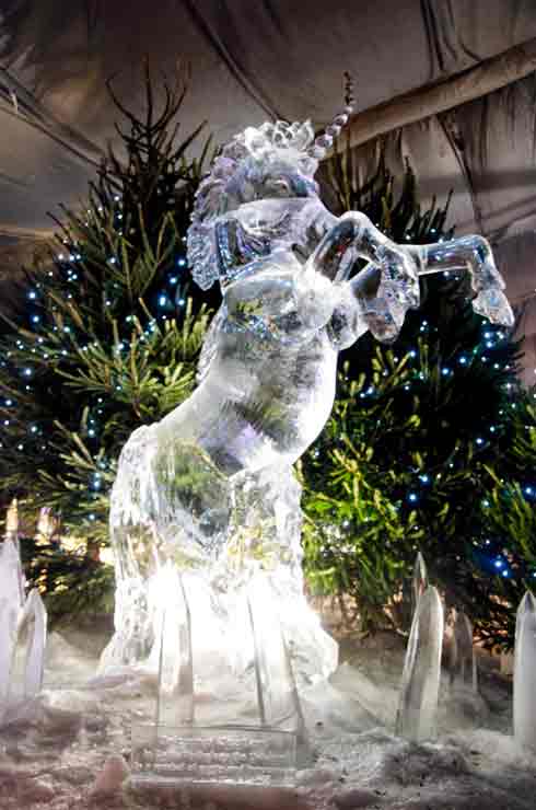 edinburgh ice sculptures unicorn